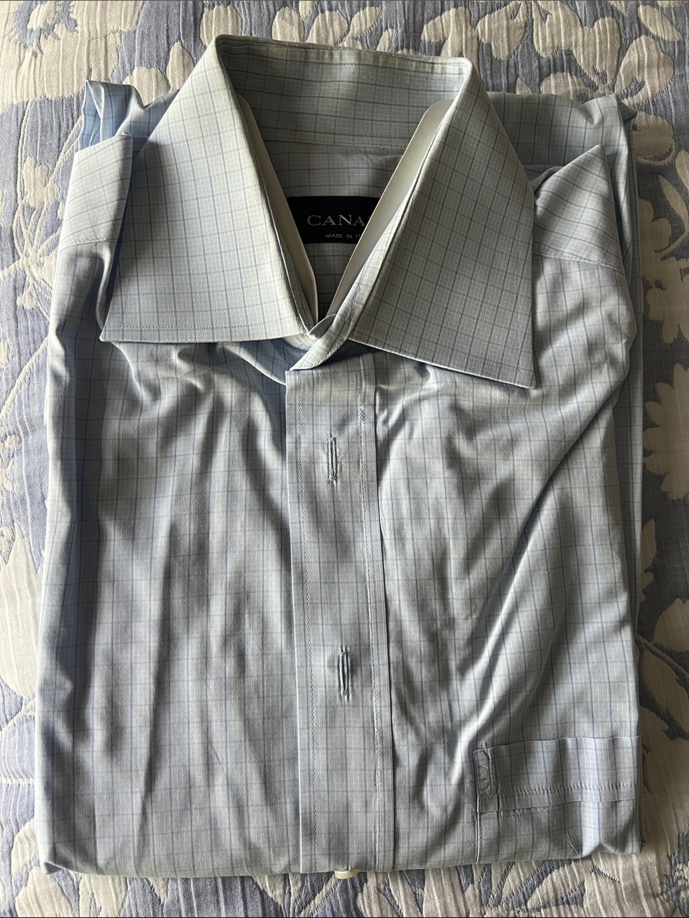 Canali Blue Windowpane Dress Shirt